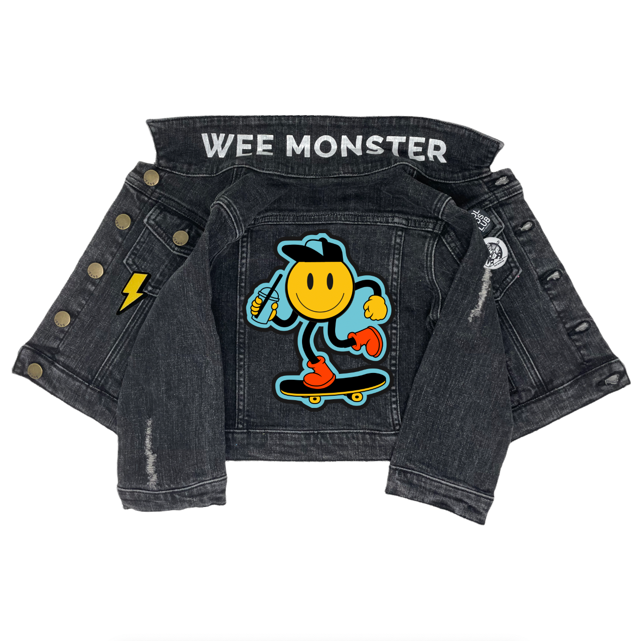 Happy Skate Black Denim Jacket - Unisex for Boys and Girls