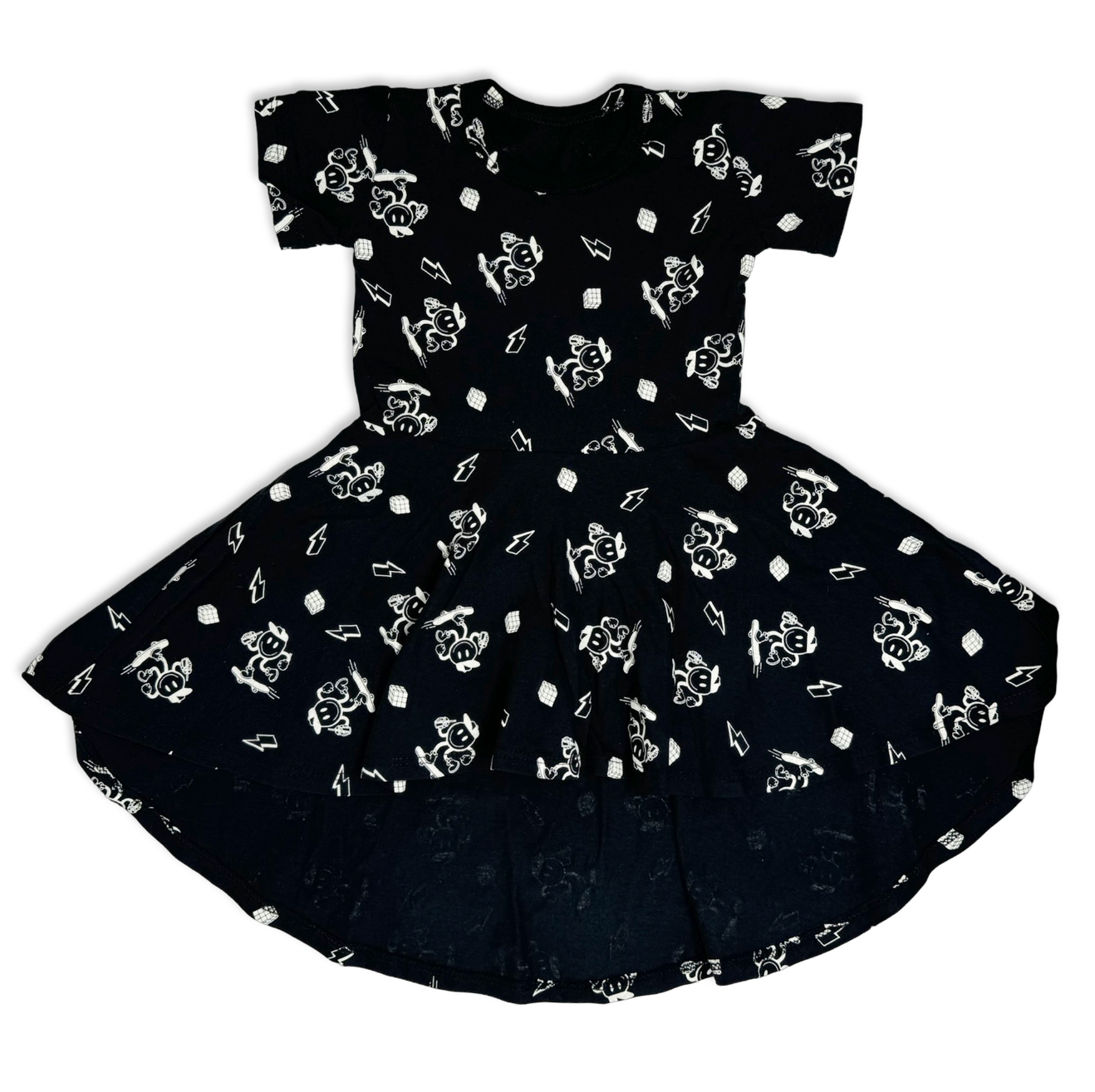 Happy Skate Black Skater Hi-Lo Dress