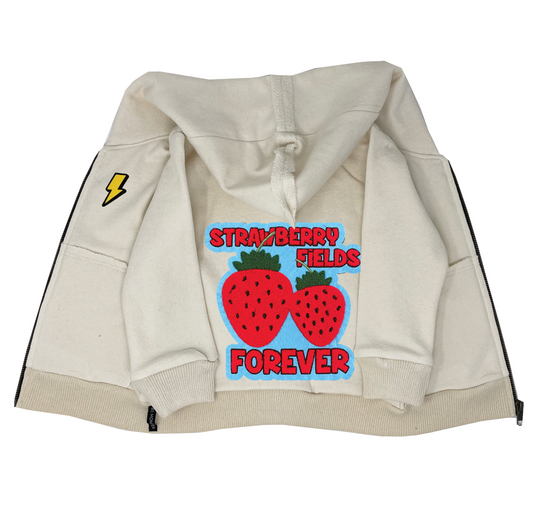 Strawberry Fields Cream Zip Hoodie - Unisex for Boys and Girls