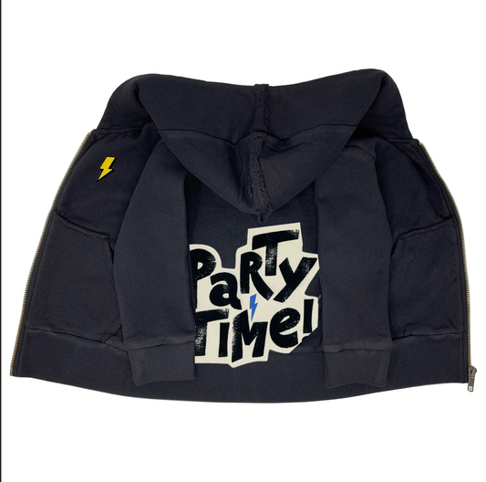 Party Time Black Zip Hoodie - Unisex for Boys and Girls