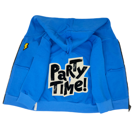 Party Time Blue Zip Hoodie - Unisex for Boys and Girls