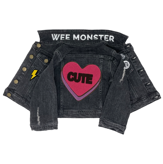 CUTE Black Denim Jacket - Unisex for Boys and Girls