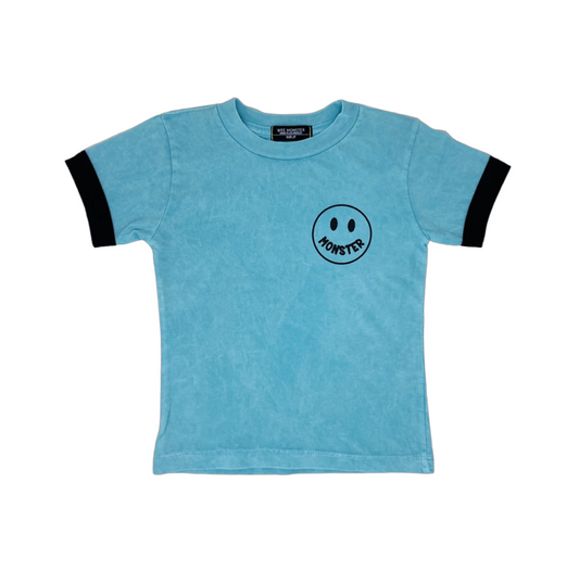 MONSTER Mineral Washed Blue Tee - Unisex for Boys and Girls