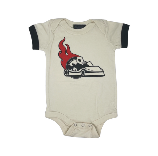 Race Car Cream Baby Onesie - Unisex for Boys and Girls