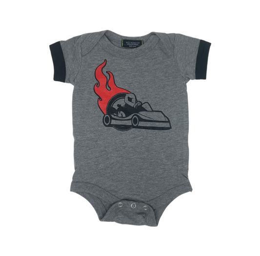 Race Car Heather Grey Baby Onesie - Unisex for Boys and Girls