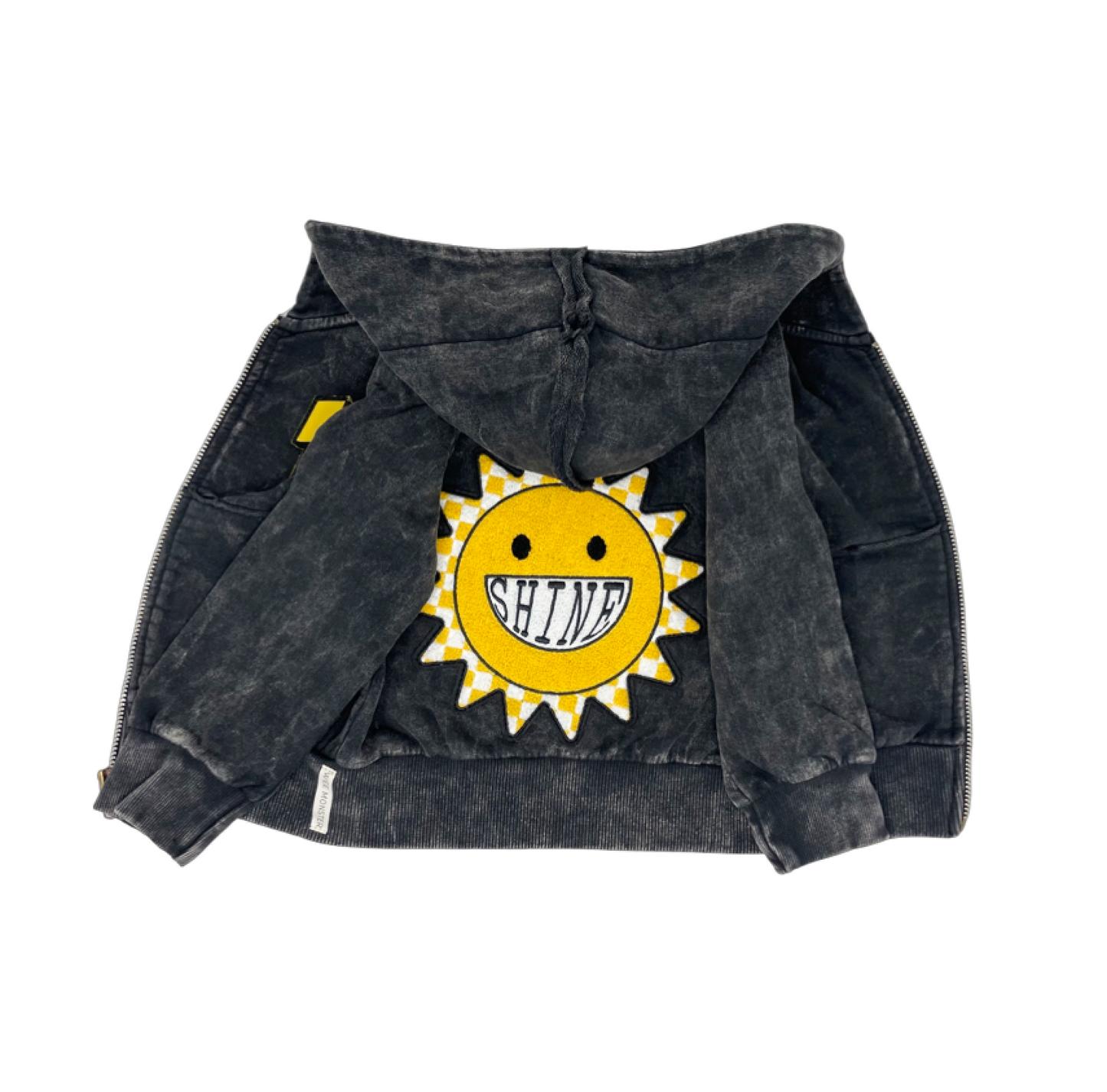 Sunshine Black Mineral Wash Zip Hoodie - Unisex for Boys and Girls