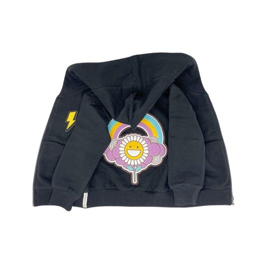 Sunflower Black Zip Hoodie - Unisex for Boys and Girls