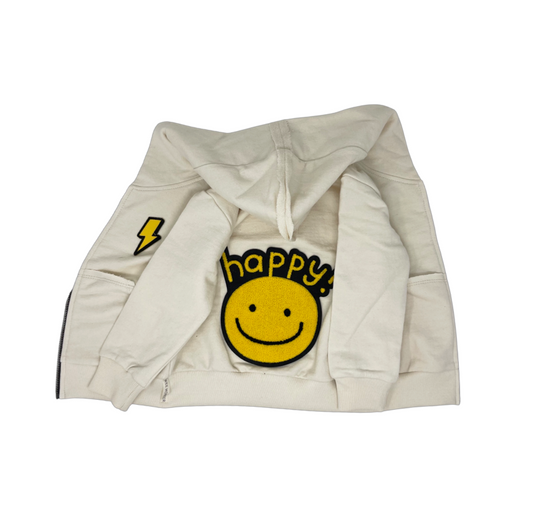 Happy Cream Zip Hoodie - Unisex for Boys and Girls