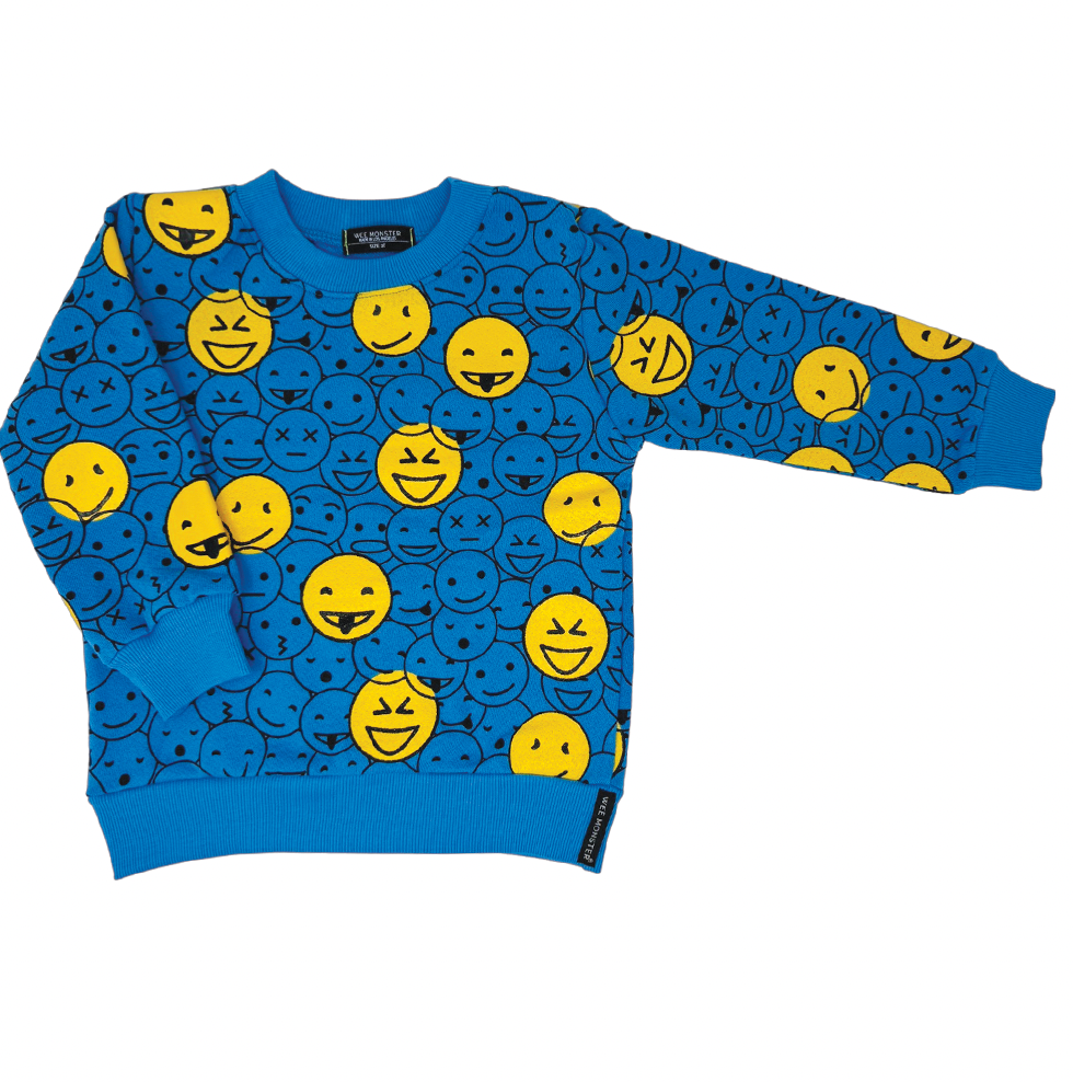 Monster Face Blue Sweatshirt - Unisex for Boys and Girls