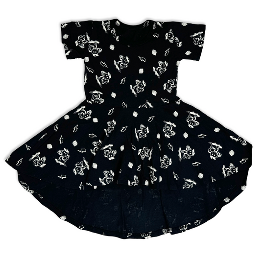 Happy Skate Black Skater Hi-Lo Dress