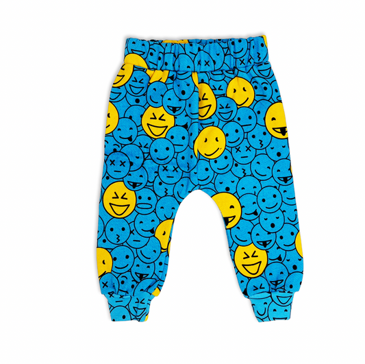 Monster Face Blue Harem Pants - Unisex for Boys and Girls